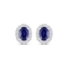 Thumbnail Image 2 of Oval-Cut Blue Lab-Created Sapphire & White Lab-Created Sapphire Halo Stud Earrings 10K White Gold