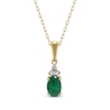 Thumbnail Image 1 of Oval-Cut Emerald & Diamond Necklace 1/20 ct tw 10K Yellow Gold 18&quot;
