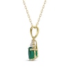 Thumbnail Image 2 of Oval-Cut Emerald & Diamond Necklace 1/20 ct tw 10K Yellow Gold 18&quot;