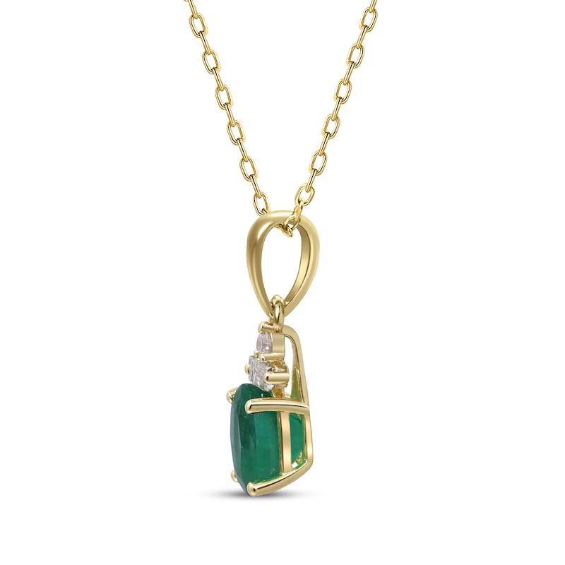 Main Image 2 of Oval-Cut Emerald & Diamond Necklace 1/20 ct tw 10K Yellow Gold 18&quot;