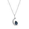 Thumbnail Image 1 of Pear-Shaped Blue Sapphire & Diamond Crescent Moon Necklace 1/8 ct tw 10K White Gold 18&quot;