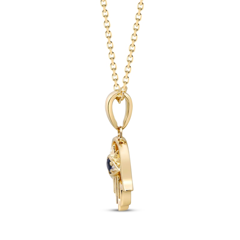 Main Image 2 of Blue Sapphire & Diamond Accent Hamsa Necklace 10K Yellow Gold 18&quot;