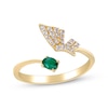 Thumbnail Image 1 of Oval-Cut Emerald & Diamond Deconstructed Butterfly Ring 1/10 ct tw 10K Yellow Gold
