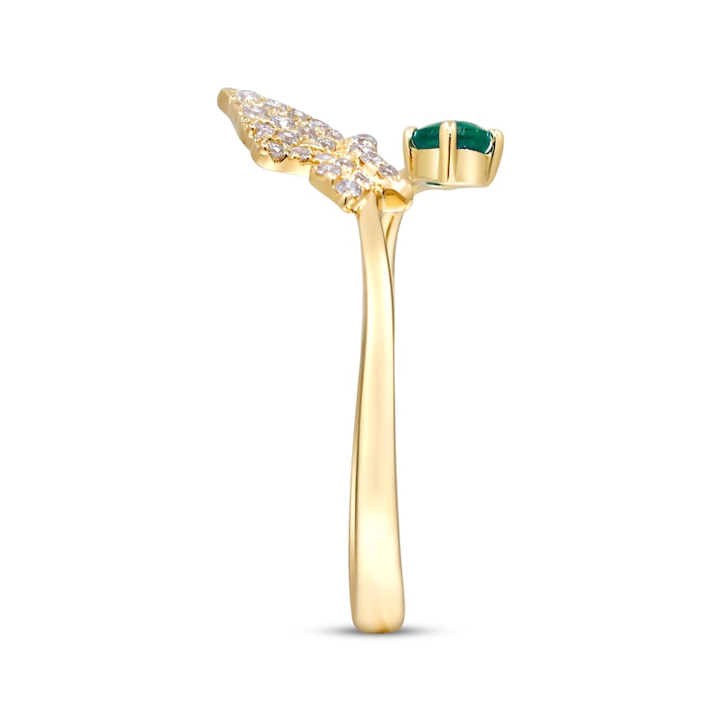 Main Image 2 of Oval-Cut Emerald & Diamond Deconstructed Butterfly Ring 1/10 ct tw 10K Yellow Gold