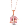 Thumbnail Image 1 of Cushion-Cut Rose Quartz & White Lab-Created Sapphire Crisscross Necklace 10K Rose Gold 18&quot;