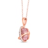 Thumbnail Image 2 of Cushion-Cut Rose Quartz & White Lab-Created Sapphire Crisscross Necklace 10K Rose Gold 18&quot;