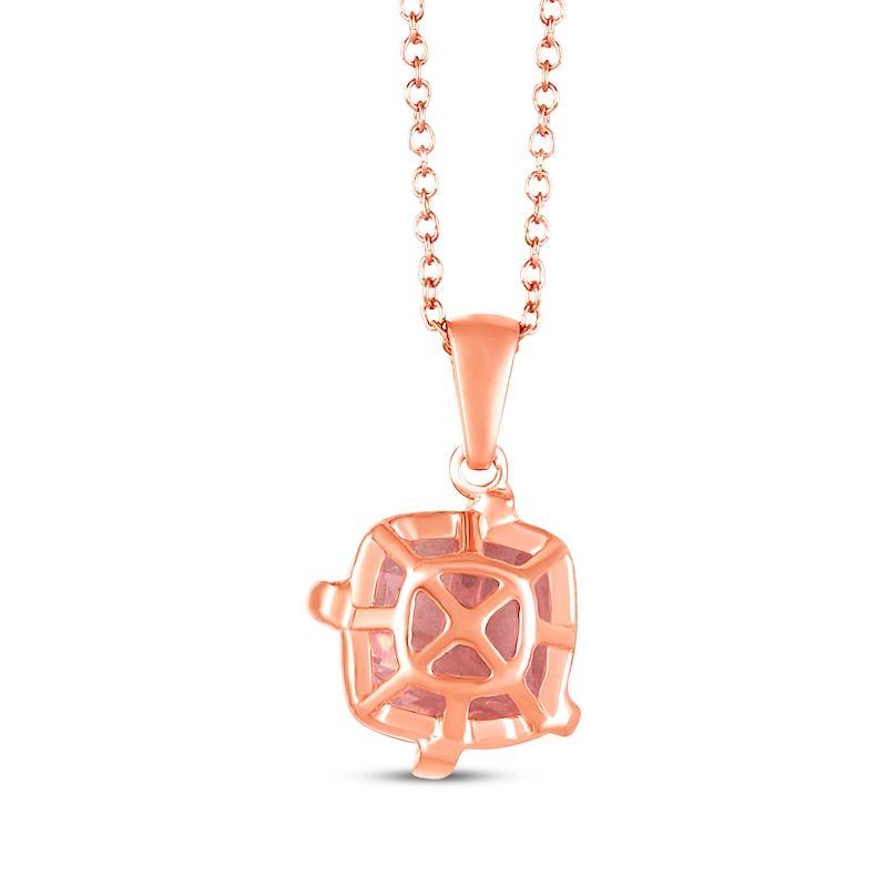 Main Image 3 of Cushion-Cut Rose Quartz & White Lab-Created Sapphire Crisscross Necklace 10K Rose Gold 18&quot;