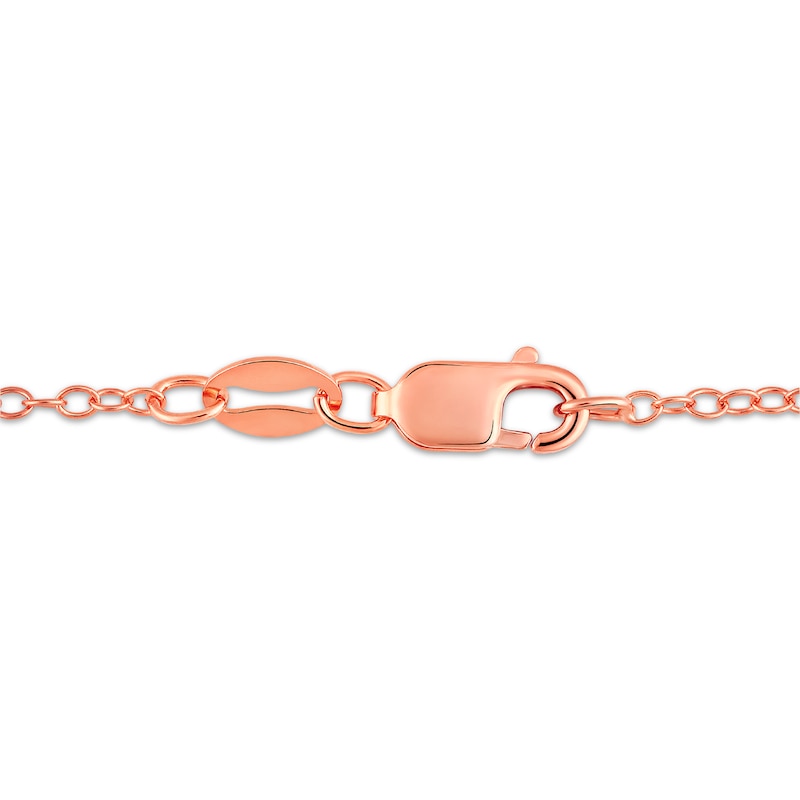 Main Image 4 of Cushion-Cut Rose Quartz & White Lab-Created Sapphire Crisscross Necklace 10K Rose Gold 18&quot;