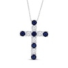 Thumbnail Image 1 of Blue & White Lab-Created Sapphire Cross Necklace Sterling Silver 18&quot;