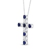 Thumbnail Image 2 of Blue & White Lab-Created Sapphire Cross Necklace Sterling Silver 18&quot;