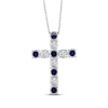 Thumbnail Image 3 of Blue & White Lab-Created Sapphire Cross Necklace Sterling Silver 18&quot;