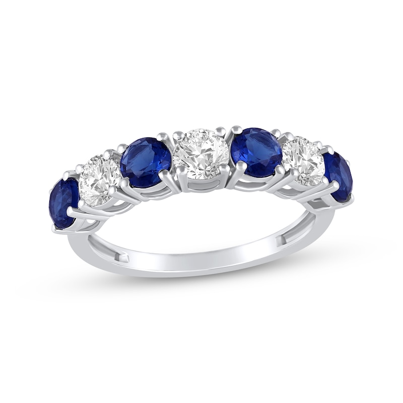 Main Image 1 of Blue & White Lab-Created Sapphire Ring Sterling Silver