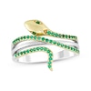 Thumbnail Image 1 of Lab-Created Emerald Snake Ring Sterling Silver & 10K Yellow Gold