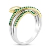 Thumbnail Image 2 of Lab-Created Emerald Snake Ring Sterling Silver & 10K Yellow Gold