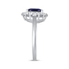 Thumbnail Image 2 of Oval-Cut Blue Lab-Created Sapphire & White Lab-Created Sapphire Halo Ring 10K White Gold