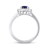 Thumbnail Image 3 of Oval-Cut Blue Lab-Created Sapphire & White Lab-Created Sapphire Halo Ring 10K White Gold