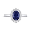 Thumbnail Image 4 of Oval-Cut Blue Lab-Created Sapphire & White Lab-Created Sapphire Halo Ring 10K White Gold