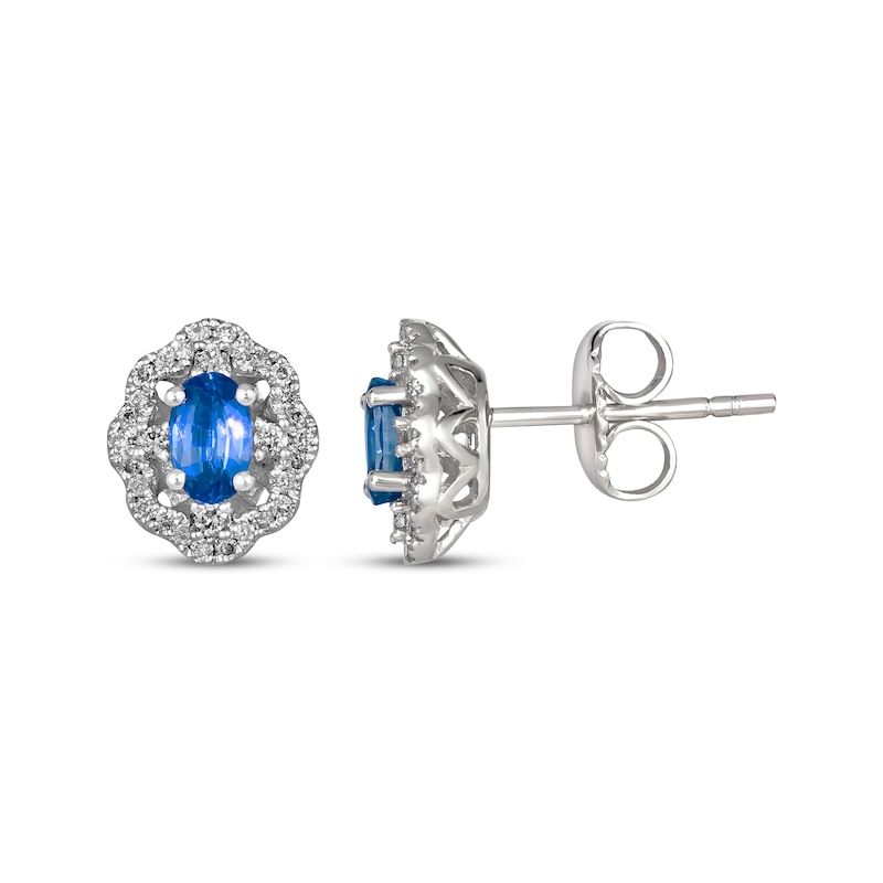 Main Image 3 of Le Vian Oval-Cut Blue Sapphire Earrings 1/5 ct tw Diamonds Platinum