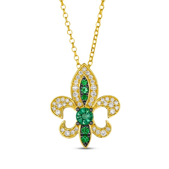 Le Vian Emerald Royalty Fleur-de-Lis Necklace 3/8 ct tw Diamonds 14K Honey Gold 19"