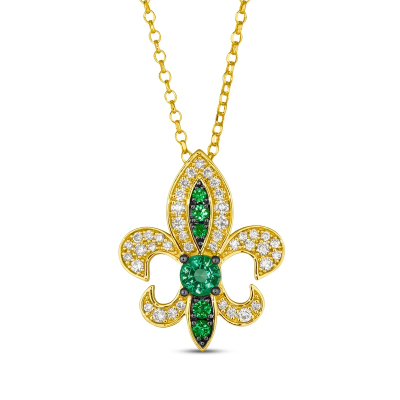 Main Image 1 of Le Vian Emerald Royalty Fleur-de-Lis Necklace 3/8 ct tw Diamonds 14K Honey Gold 19&quot;