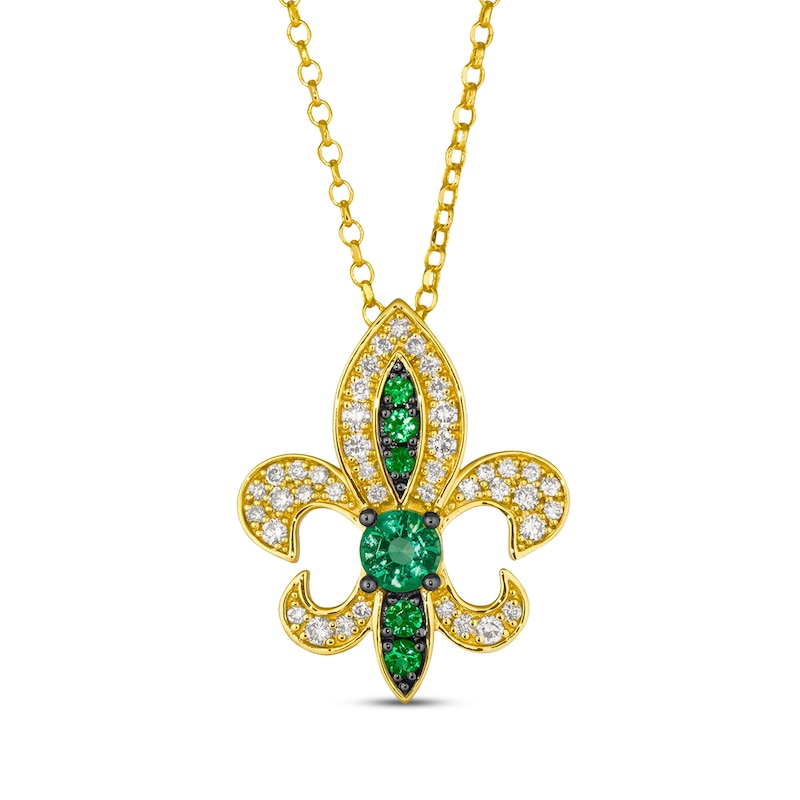 Le Vian Emerald Royalty Fleur-de-Lis Necklace 3/8 ct tw Diamonds 14K Honey Gold 19"