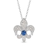 Thumbnail Image 1 of Le Vian Blue Sapphire Royalty Fleur-de-Lis Necklace 3/8 ct tw Diamonds 14K Vanilla Gold 19"