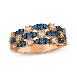 Le Vian Venetian Mosaic Blue Sapphire Ring 1/3 ct tw Diamonds 14K Strawberry Gold