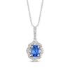 Thumbnail Image 1 of Le Vian Oval-Cut Blue Sapphire Necklace 1/6 ct tw Diamonds Platinum 18&quot;