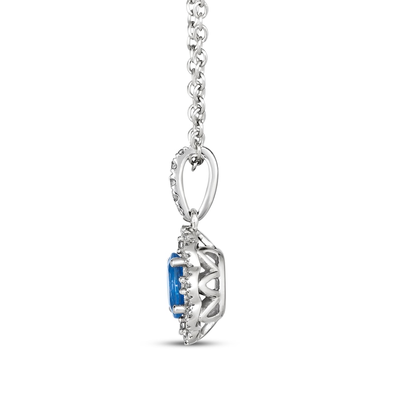 Le Vian Oval-Cut Blue Sapphire Necklace 1/6 ct tw Diamonds Platinum 18"