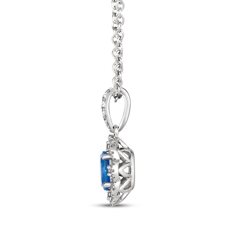 Main Image 2 of Le Vian Oval-Cut Blue Sapphire Necklace 1/6 ct tw Diamonds Platinum 18&quot;