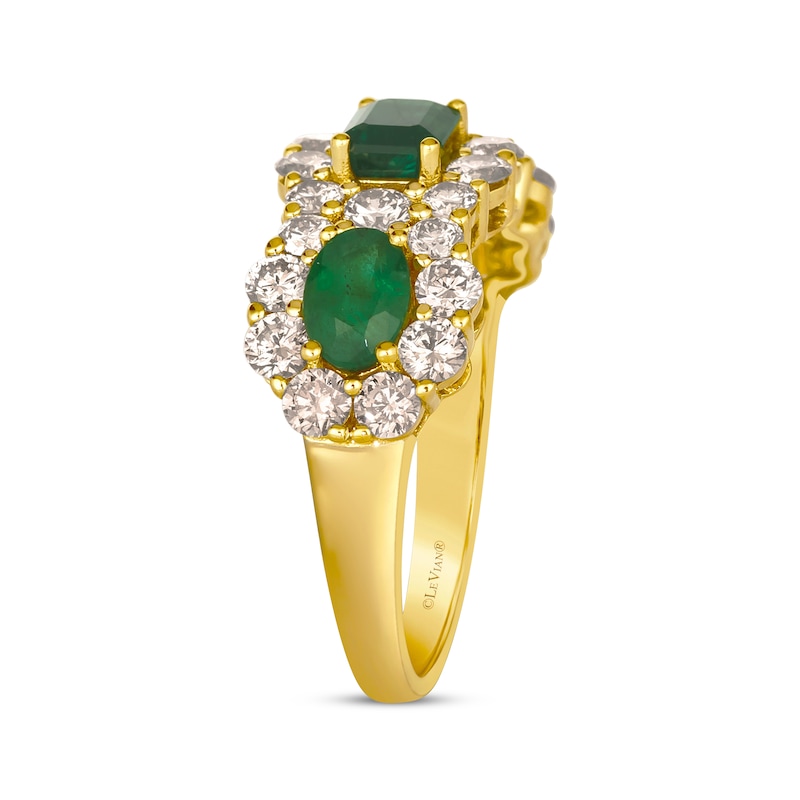 Main Image 2 of Le Vian Oval & Emerald-Cut Emerald Royalty Ring 1-5/8 ct tw Diamonds 14K Honey Gold