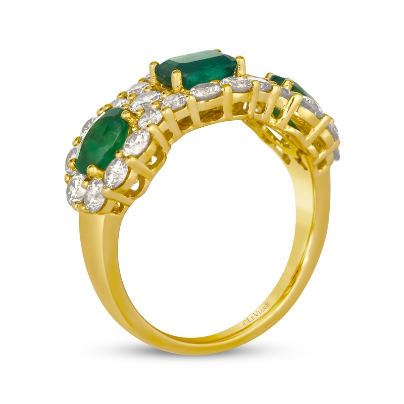 Main Image 3 of Le Vian Oval & Emerald-Cut Emerald Royalty Ring 1-5/8 ct tw Diamonds 14K Honey Gold