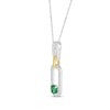 Thumbnail Image 2 of Lab-Created Emerald & White Lab-Created Sapphire Paperclip Necklace Sterling Silver & 10K Yellow Gold 18&quot;