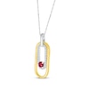Thumbnail Image 2 of Lab-Created Ruby & White Lab-Created Sapphire Paperclip Necklace Sterling Silver & 10K Yellow Gold 18"
