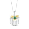 Thumbnail Image 1 of Lab-Created Emerald & White Lab-Created Sapphire Present Necklace Sterling Silver & 10K Yellow Gold 18"
