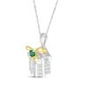 Thumbnail Image 2 of Lab-Created Emerald & White Lab-Created Sapphire Present Necklace Sterling Silver & 10K Yellow Gold 18"