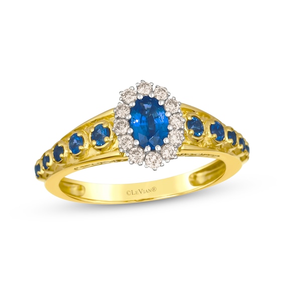 Le Vian Oval-Cut Blue Sapphire Royalty Ring 1/2 ct tw Diamonds 14K Two-Tone Gold