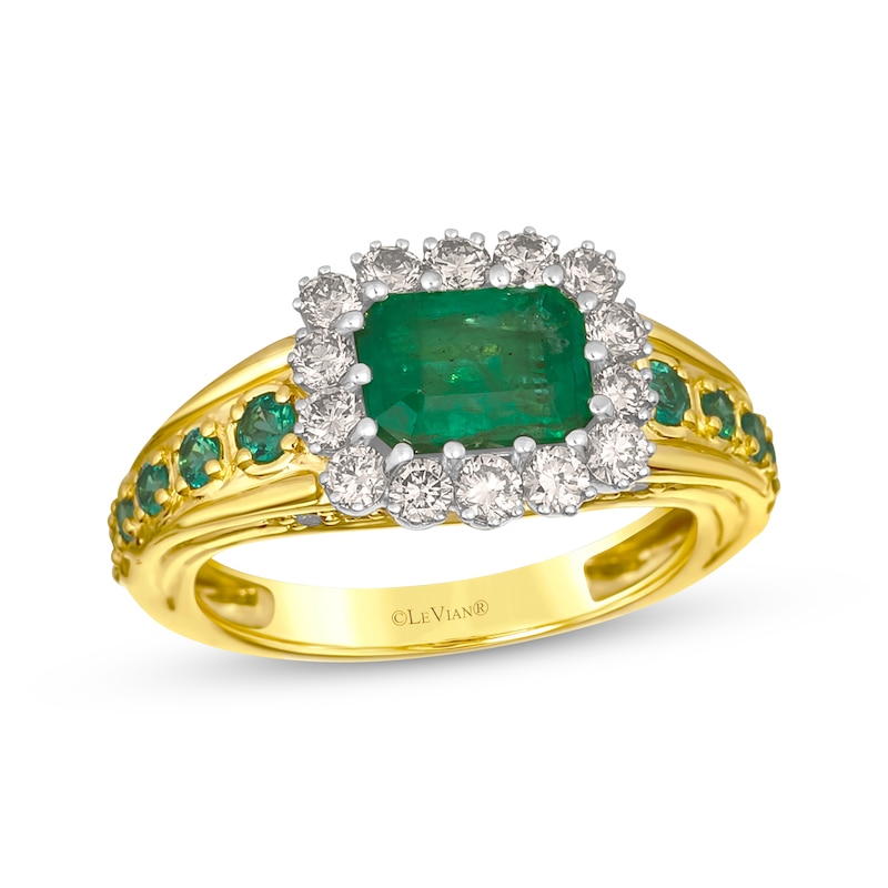 Main Image 1 of Le Vian Emerald-Cut Emerald Royalty Ring 7/8 ct tw Diamonds 14K Two-Tone Gold