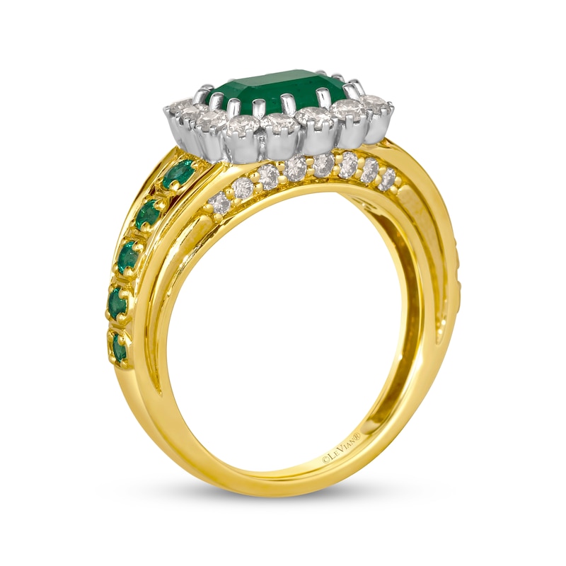 Main Image 3 of Le Vian Emerald-Cut Emerald Royalty Ring 7/8 ct tw Diamonds 14K Two-Tone Gold