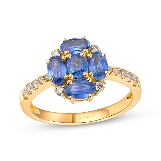 Le Vian Oval-Cut Blue Sapphire Ring 1/4 ct tw Diamonds 14K Honey Gold