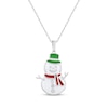 Thumbnail Image 1 of White Lab-Created Sapphire & Enamel Snowman Necklace Sterling Silver 18&quot;