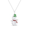 Thumbnail Image 2 of White Lab-Created Sapphire & Enamel Snowman Necklace Sterling Silver 18&quot;
