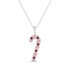 Thumbnail Image 1 of Lab-Created Ruby & Pink Enamel Candy Cane Necklace Sterling Silver 18&quot;
