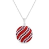 Thumbnail Image 0 of Lab-Created Ruby & Red Enamel Christmas Ornament Necklace Sterling Silver 18"
