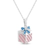 Thumbnail Image 1 of White Lab-Created Sapphire, Pink & Blue Enamel Gift Necklace Sterling Silver 18"