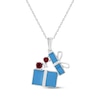 Thumbnail Image 1 of Lab-Created Ruby, White Lab-Created Sapphire & Blue Enamel Gift Necklace Sterling Silver 18&quot;
