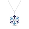 Thumbnail Image 1 of White Lab-Created Sapphire, Light & Dark Blue Enamel Snowflake Necklace Sterling Silver 18&quot;