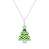 Thumbnail Image 1 of White Lab-Created Sapphire & Green Enamel Christmas Tree Necklace Sterling Silver 18&quot;