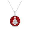 Thumbnail Image 1 of White Lab-Created Sapphire & Red Enamel Christmas Tree Necklace Sterling Silver 18&quot;