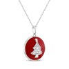 Thumbnail Image 2 of White Lab-Created Sapphire & Red Enamel Christmas Tree Necklace Sterling Silver 18&quot;